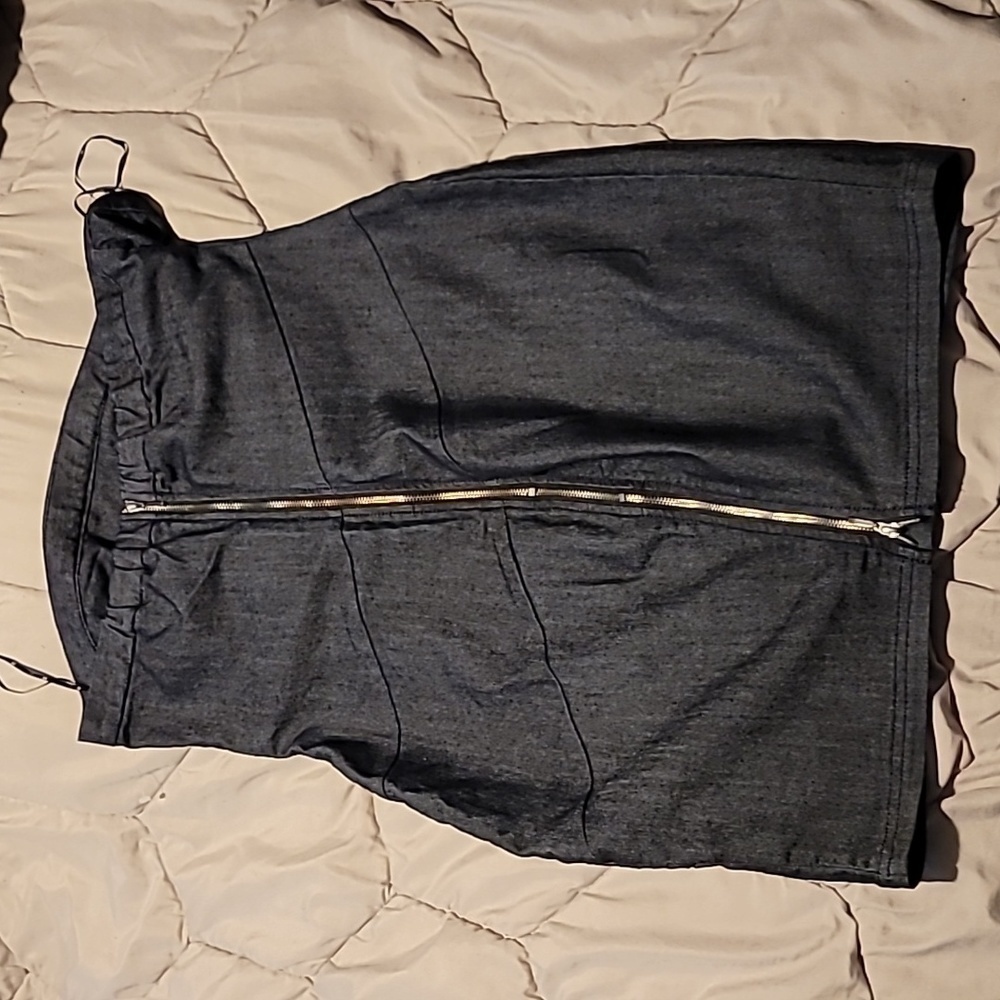 Strapless denim zipper dress 💙 - Picture 3 of 4